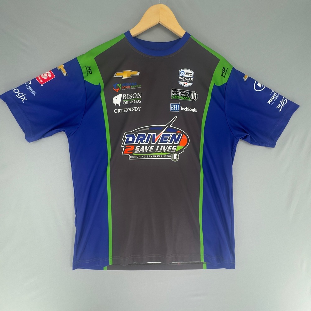 IndyCar Pippa Mann 39 Driven 2 Save Lives Racing Jersey Blue Grey Mens Medium